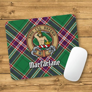 Clan MacFarlane Crest over moderne jacht Tartan Muismat