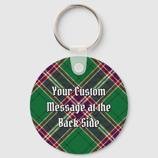 Clan MacFarlane Crest over moderne jacht Tartan Sleutelhanger (Achterkant)