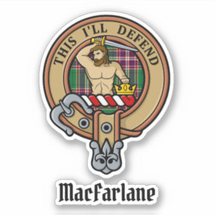 Clan MacFarlane Crest over moderne jacht Tartan Sticker