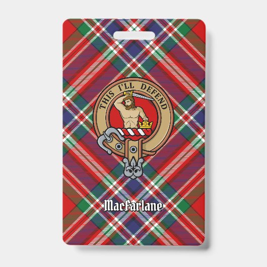 Clan MacFarlane Crest over Rode Tartan Badge (Front)