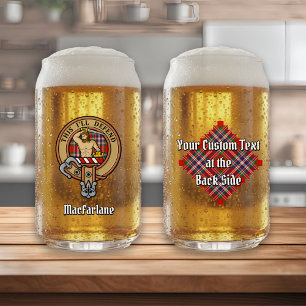 Clan MacFarlane Crest over Rode Tartan Blikvorm Glas