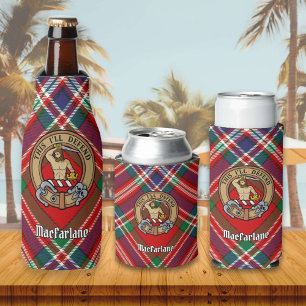 Clan MacFarlane Crest over Rode Tartan Flesjeskoeler