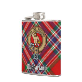 Clan MacFarlane Crest over Rode Tartan Heupfles (Links)