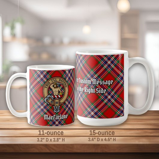 Clan MacFarlane Crest over Rode Tartan Koffiemok