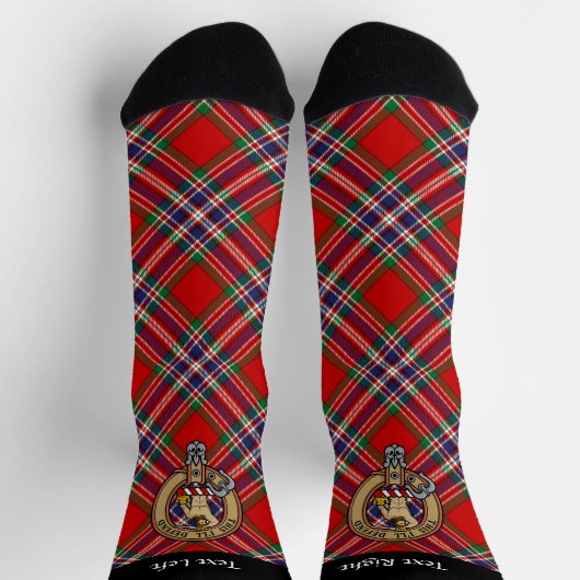 Clan MacFarlane Crest over Rode Tartan Sokken (Top)