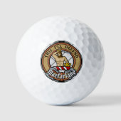 Clan MacFarlane Crest over zwart-wit tartaan Golfballen (Voorkant)