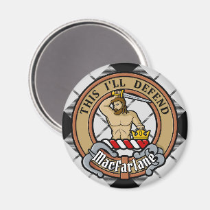 Clan MacFarlane Crest over zwart-wit tartaan Magneet