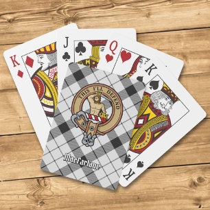 Clan MacFarlane Crest over zwart-wit tartaan Pokerkaarten