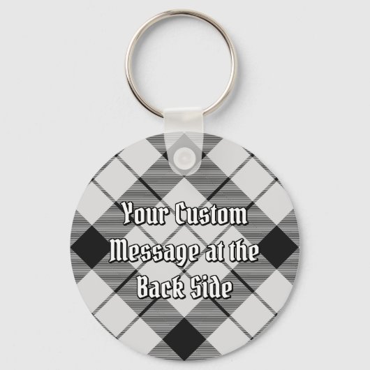 Clan MacFarlane Crest over zwart-wit tartaan Sleutelhanger (Achterkant)