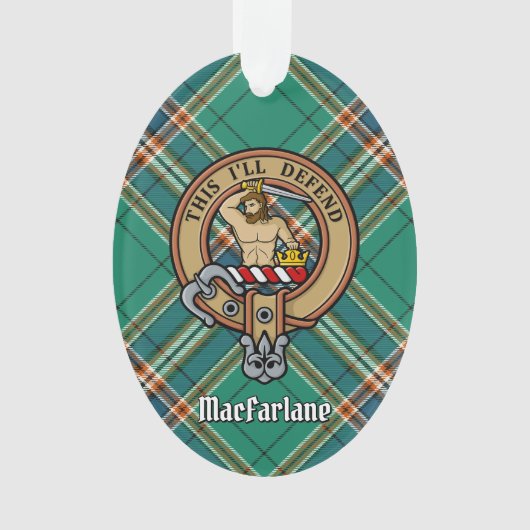 Clan MacFarlane Crest sur Tartan de chasse antique (devant)