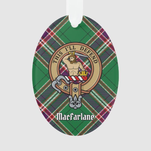 Clan MacFarlane Crest sur Tartan de chasse moderne (devant)