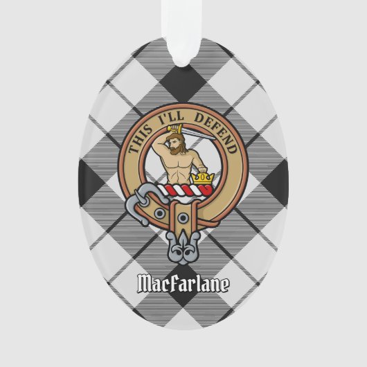 Clan MacFarlane Crest sur tarte noir et blanc (devant)
