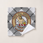 Clan MacFarlane Crest sur tarte noir et blanc (Gant de toilette)