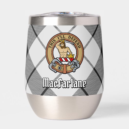 Clan MacFarlane Crest sur tarte noir et blanc (Avant)