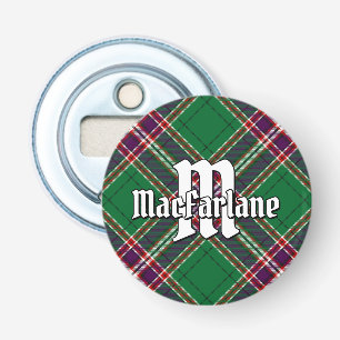 Clan MacFarlane Moderne Jacht Tartan Button Flesopener