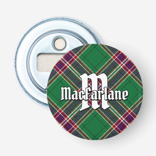 Clan MacFarlane Moderne Jacht Tartan Button Flesopener (Voorkant)