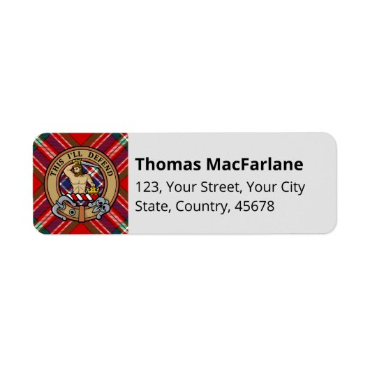 Clan MacFarlane Red Tartan Etiket (Voorkant)