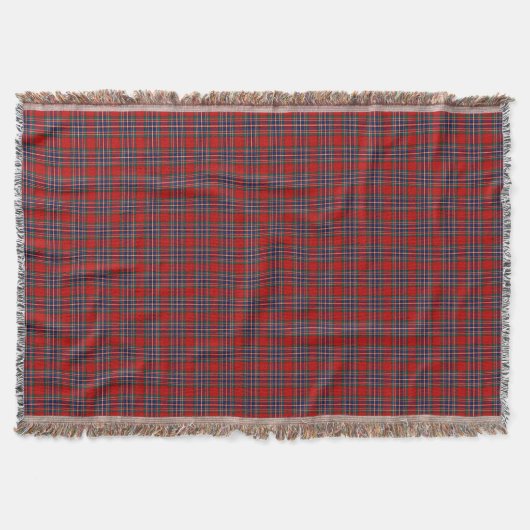 Clan MacFarlane Tartan Rood en Blauw Schots Plaid Deken (Voorkant)