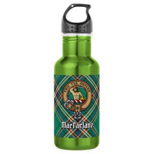 Clan MacFarlane Wapen over Oude Jacht Tartan Waterfles