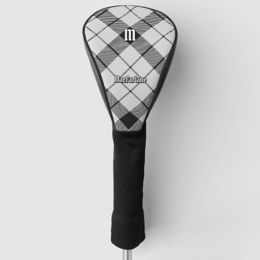 Clan MacFarlane Zwart-wit Tartan Golfheadcover (Voorkant)