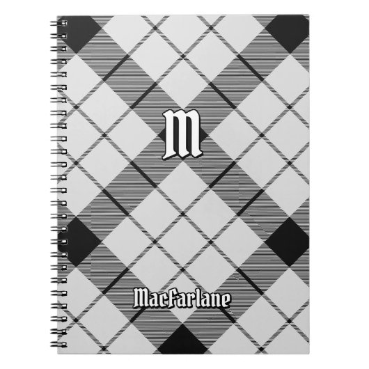 Clan MacFarlane Zwart-wit Tartan Notitieboek (Voorkant)