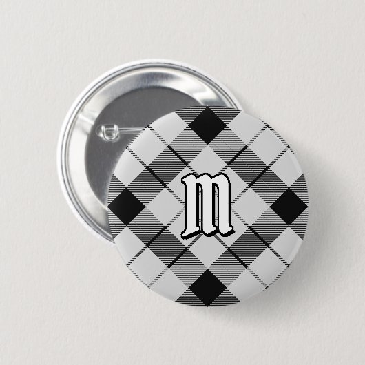 Clan MacFarlane Zwart-wit Tartan Ronde Button 5,7 Cm (Voorkant /achterkant)