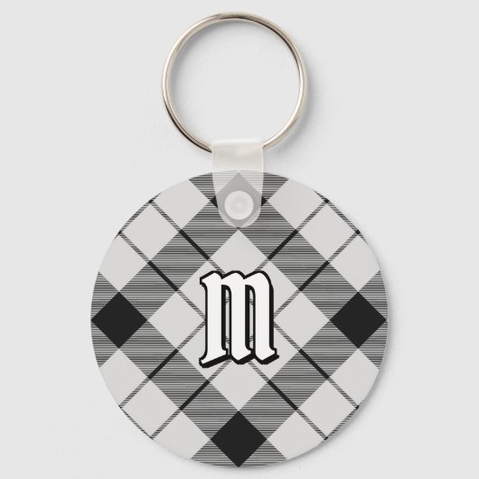 Clan MacFarlane Zwart-wit Tartan Sleutelhanger (Voorkant)