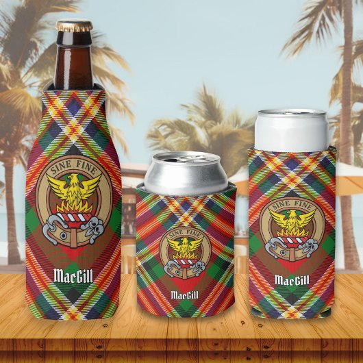 Clan MacGill Crest over Tartan Bottle Cooler