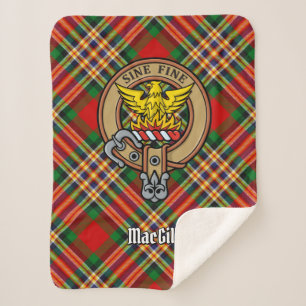 Clan MacGill Crest over Tartan Sherpa Deken