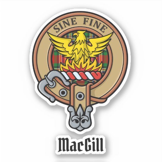 Clan MacGill Crest over Tartan Sticker (Voorkant)