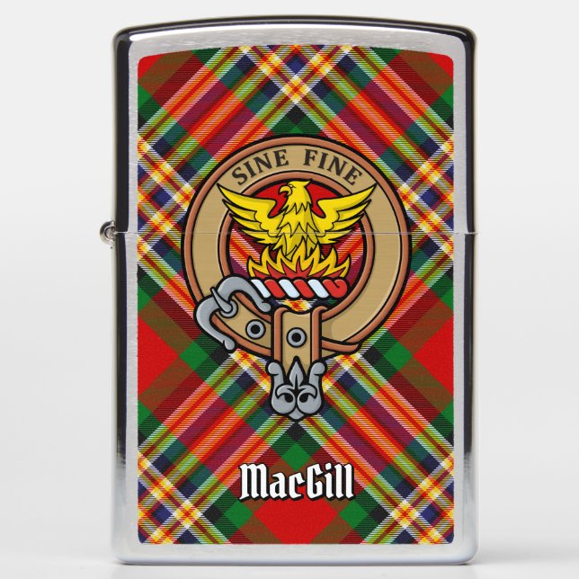 Clan MacGill Crest over Tartan Zippo Lighter (Voorkant)