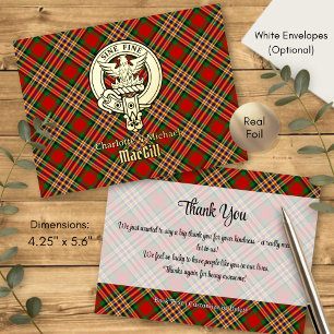 Clan MacGill Wapen over Tartan Folie Uitnodiging Briefkaart