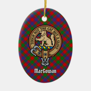Clan MacGowan Crest over Tartan Keramisch Ornament