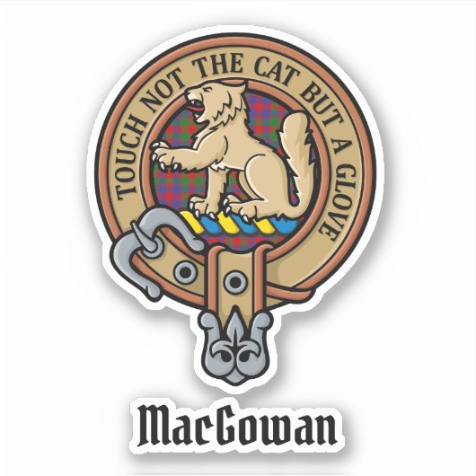 Clan MacGowan Crest over Tartan Sticker (Voorkant)