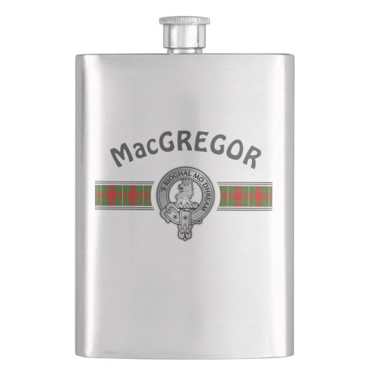 Clan MacGregor (bewerken) Crest & Tartan Flask Flacon (Voorkant)