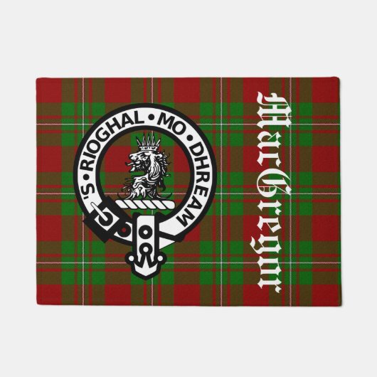 Clan MacGregor Crest Badge en Tartan Deurmat (Voorkant)