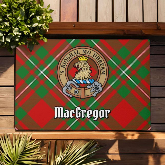 Clan MacGregor Crest boven Tartan Deurmat (Creator heeft geüpload)