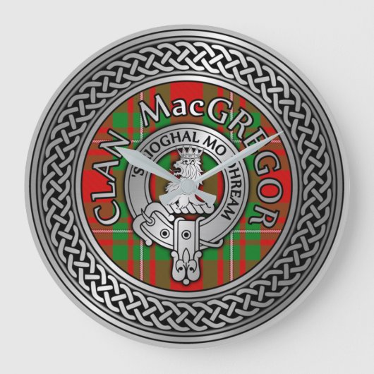 Clan MacGregor Crest & Tartan Knot Grote Klok (Voorkant)