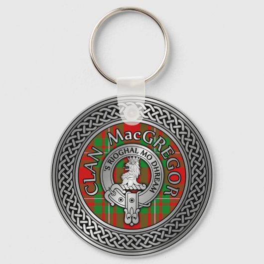 Clan MacGregor Crest & Tartan Knot Sleutelhanger (Voorkant)
