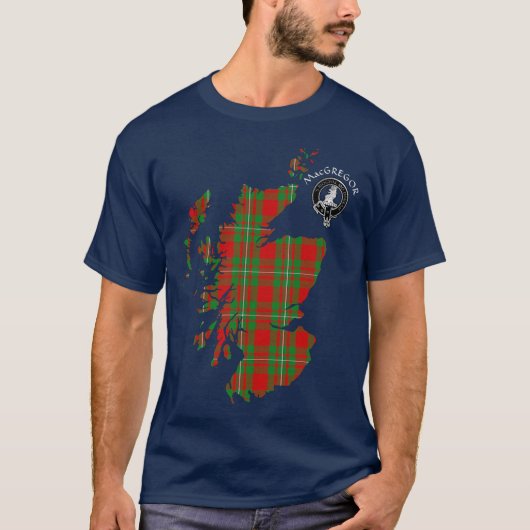 Clan MacGregor Crest & Tartan Map T-Shirt (Voorkant)
