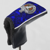Clan MacGregor Crest & Tartan op Thistle Golfheadcover (3/4 voorkant)