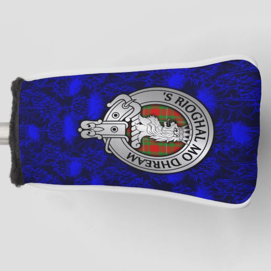 Clan MacGregor Crest & Tartan op Thistle Golfheadcover (Voorkant)