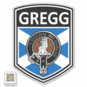 Clan MacGregor Crest & Tartan Saltire - Gregg Sticker (Voorkant)