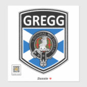 Clan MacGregor Crest & Tartan Saltire - Gregg Sticker (Vel)
