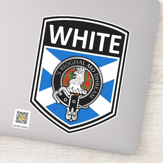 Clan MacGregor Crest & Tartan Saltire - Wit Sticker (Detail)