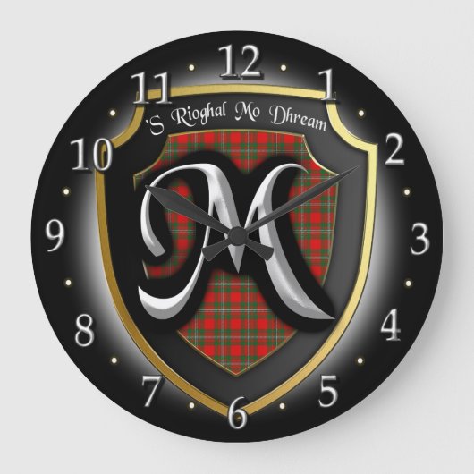 Clan MacGregor Tartan Clock Grote Klok (Voorkant)