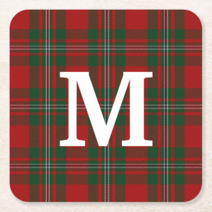 Clan MacGregor Tartan Plaid Monogrammed Vierkante Kartonnen Onderzetter