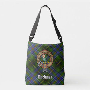 Clan MacInnes Crest over Tartan Crossbody Tas