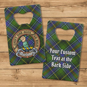 Clan MacInnes Crest over Tartan Kredietkaart Flessenopener