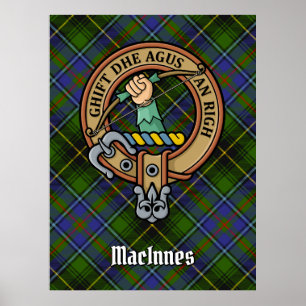 Clan MacInnes Crest over Tartan Poster